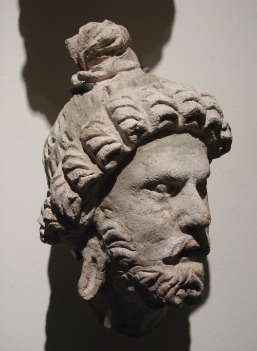Head of an Ascetic.Indo-Greek Buddhist art from Hadda, Gandhara.Hadda is an archeological site locat
