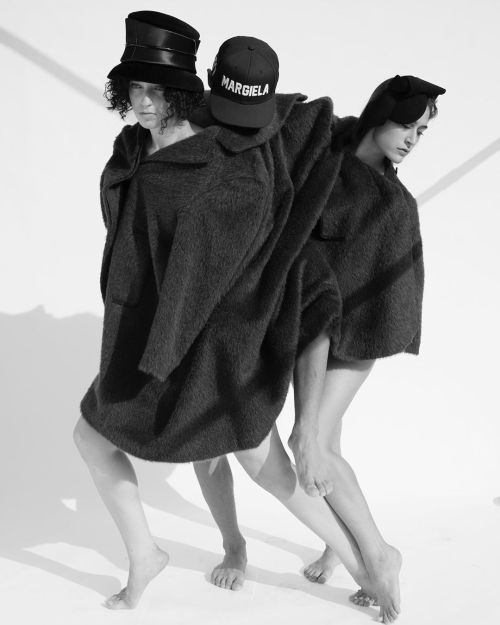 F/W19 Konstantina, Christos and Mariana wear coat #mm6maisonmargiela #mm6 #maisonmargiela and hats #