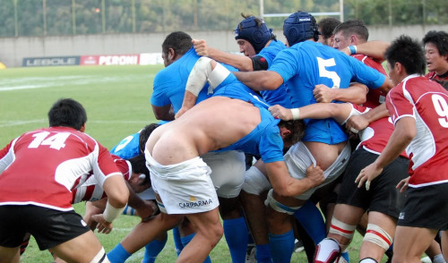 assofmydreams:  Just a fun little game that these players like to play at the end of rugby training. The rules are very simple: the player who has all of their clothes ripped off first has to bottom for the entire team in the locker room. This time it