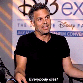 brolinjosh:Mark Ruffalo spoiling the ending of “Infinity War” in July of 2017.+bonus: triggered Don 