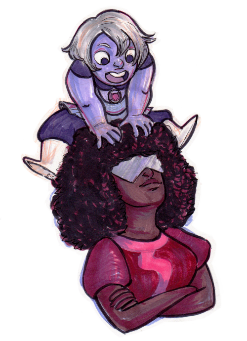 phantomqueen:inspired by that time steven jumped on garnet’s head or something like that(i know bby 