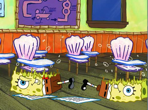 spongy-moments:when you did a homework all night long but the teacher didnt check..