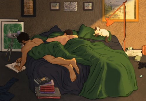 luminarai: lazy mornings (or, the reason why joe and nicky would be the perfect cat dads)