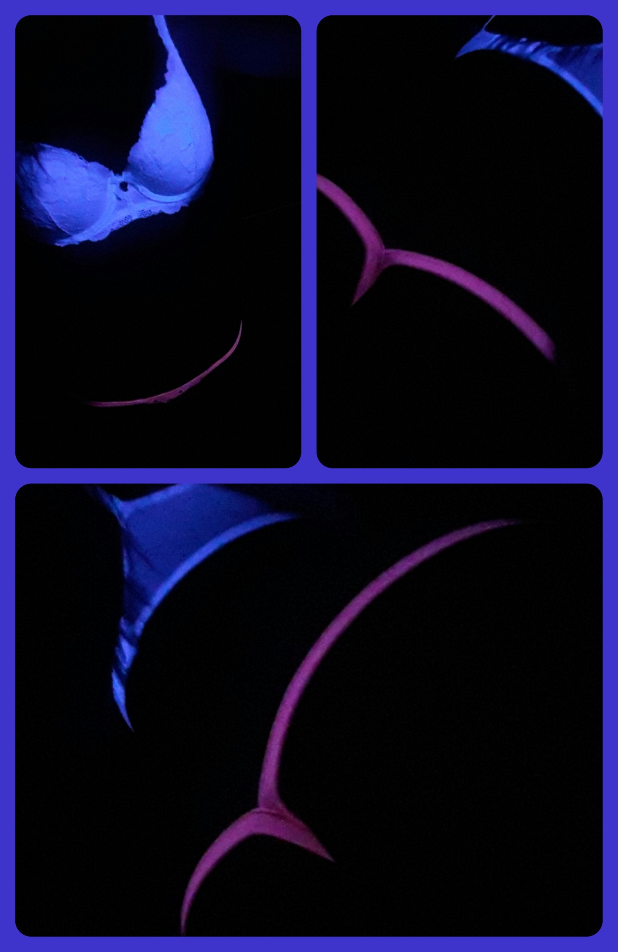 naughty21:  💙❤💜❤💙 Black light fun!♡