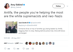 leftslide:  You’ll be seeing a lot more hot takes like these over the next few years. The fact is, antifascist action and counterprotesting in Charlottesville and Boston resulted in one organization cancelling 67 nationalist rallies across 36 states,