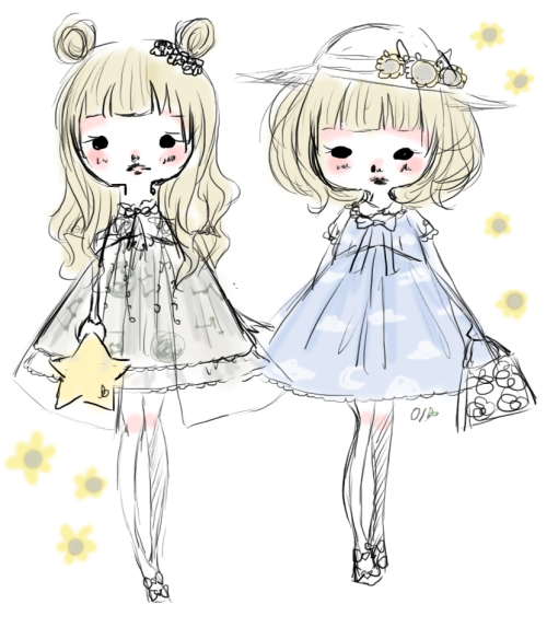 lemontree11:  Anime Expo outfit lineup for Saturday and Sunday. Saturday: Angelic Pretty Cosmic JSK Sunday: Angelic Pretty Misty Sky JSK 