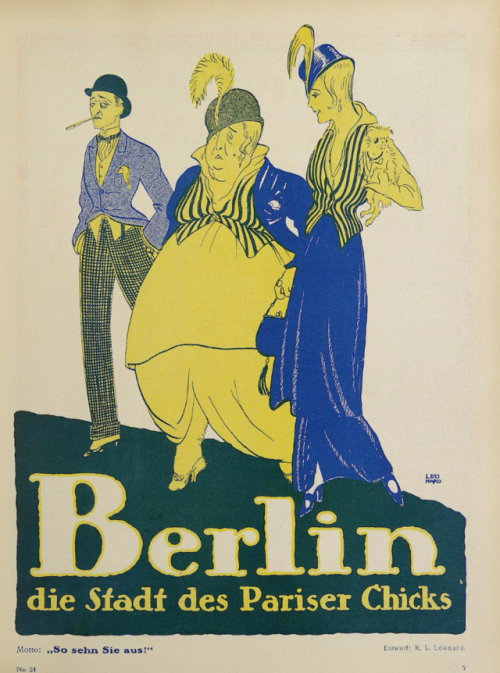 thehistoryofheaviness:Berlin, the city of the Parisian chicks, 1914, by Robert L. Leonard for the ma