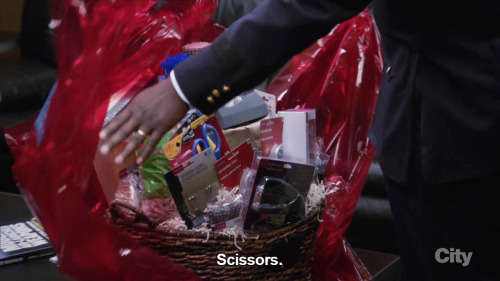 burga-moe: minalous:  abigailmaedy:  sandandglass:  Brooklyn Nine-Nine s03e16  Context: they ate the candy from the gift basket, not realizing it was for the Captain from his husband and then filled it up with shit they hoped he’d like.  I love this