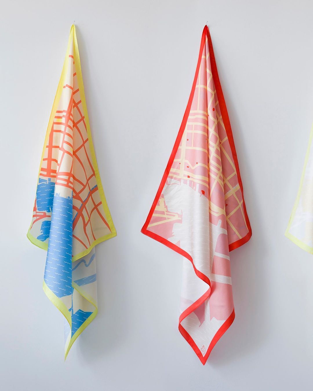Common Threads, 2020. Artist edition commissioned by Daniels Lighthouse.
A series of 5 silk scarves with abstract maps to neighbourhood landmarks like public art and water fountains. It’s been fun and crazy to pivot in some new textile works during...