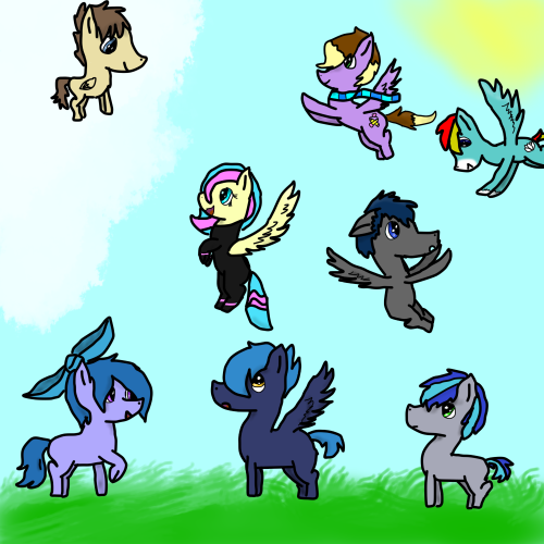 rosiethepegasuspony:  Thank you for 298  300 followers! Featuring (Left to right then up and.. You get the drill); askshinytheslime (Normal pony form) asklightking (Go give him hugs.) smittygir4 ask-wes-the-pegasus equestriangods doodleanswers asksolarclo