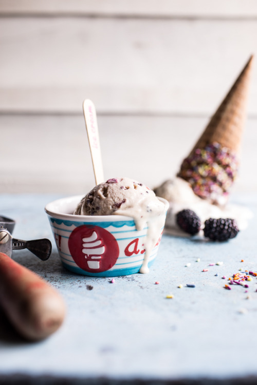 sweetoothgirl:  No Churn Ice Cream 5 Ways (Bourbon Cherry and Cacao Nib, Blackberry Lavender, Sea Salt Honey and Dark Chocolate Chunk, Espresso Chip, & Malted Vanilla and Peanut Butter Cup Chip)