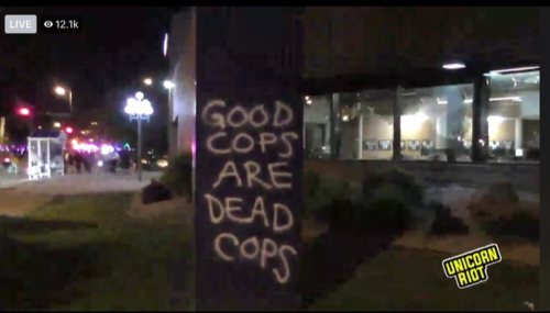 Graffiti seen in Minneapolis during the riotous protests following the police murder of George Floyd