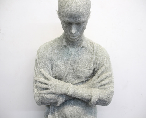 myampgoesto11:Daniel Arsham: Figure with crossed arms (2013), Waiting (2013)broken glass, resin