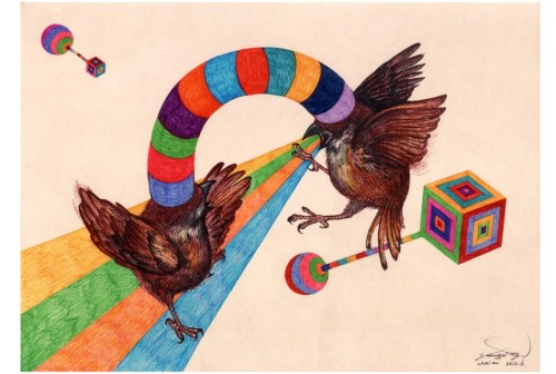 joylesseuphoria: redlipstickresurrected: Chai Mi aka Penny Chai aka 柴觅 (Chinese, b. 1985, Beijing, China) - Birds, 2013  Drawings  @hypnophilic 