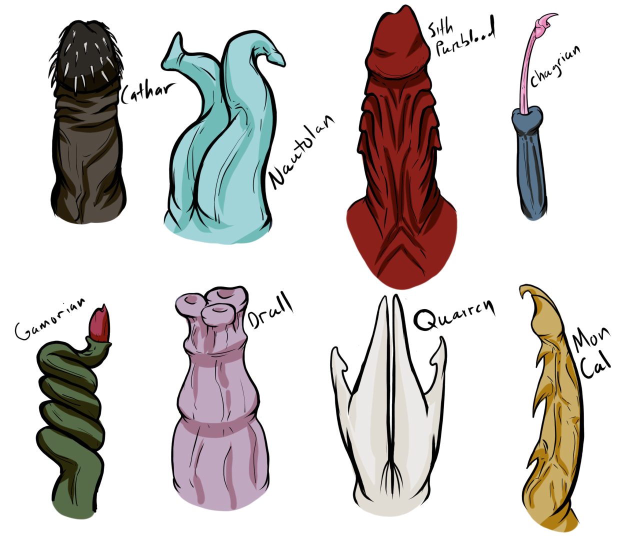 TinyBuggy's Art Blog — Alien Dicks below the cut @sapphic-sith...