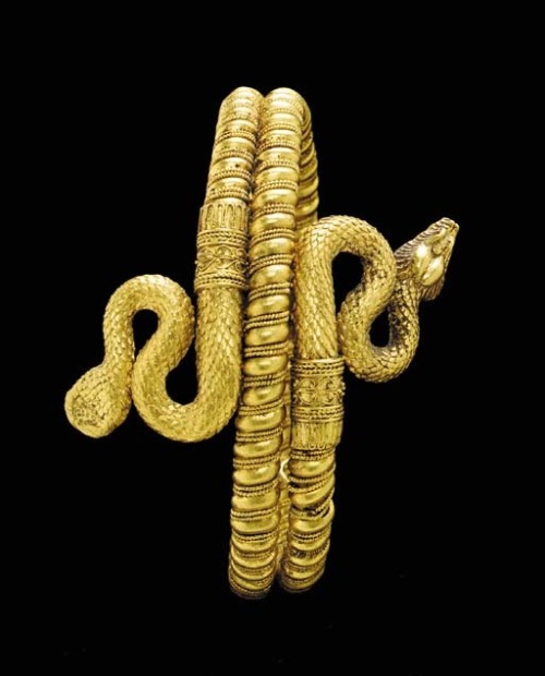 via-appia: Gold snake rings. Snakes were a common motif in jewelry during Roman times. They were ass