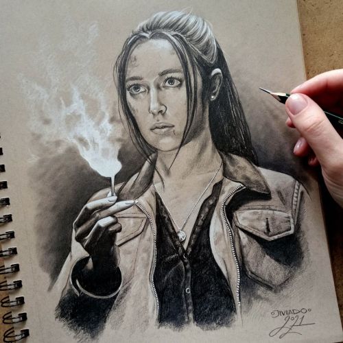 jiviado:Commission work. Another portrait of Alycia Debnam-Carey as Alicia from “The Walking Dead”. 