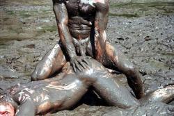 a-leather-dog:  Sexy Mud Wrestling