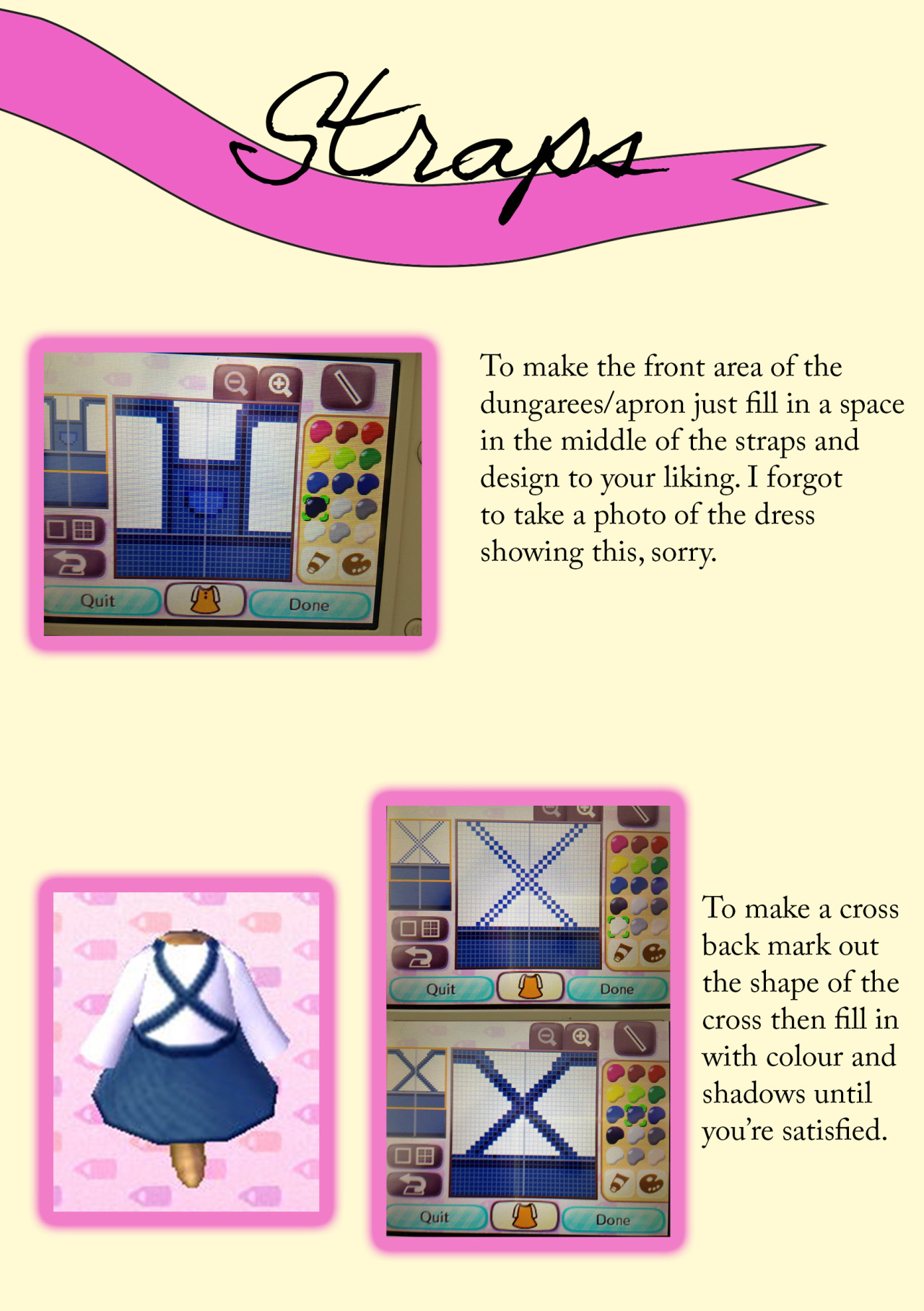acnlapparel:  Tuuuuutorial time! This time all about straps so you can make strapped