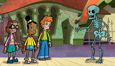 ask-bean:  this is my favorite picture of cyberchase ever why is the skeleton talking to them why arent they looking at it wheres digit what are they looking at I have so many questions right now 