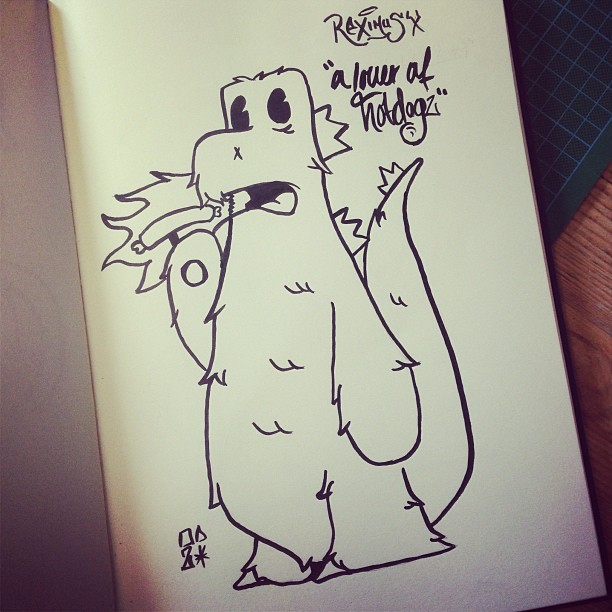 thehappyghetto:  Reximus loves a good hotdog #character #illustration #art #comic