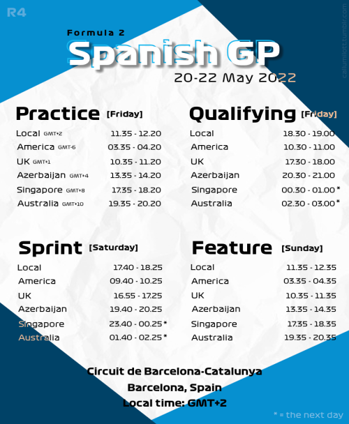 callumilott:SPANISH GP 2022 ➝ F2 &amp; F3 session times