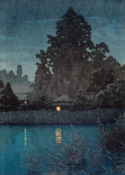 Night Rain At Omiya, Hasui Kawase, 1930