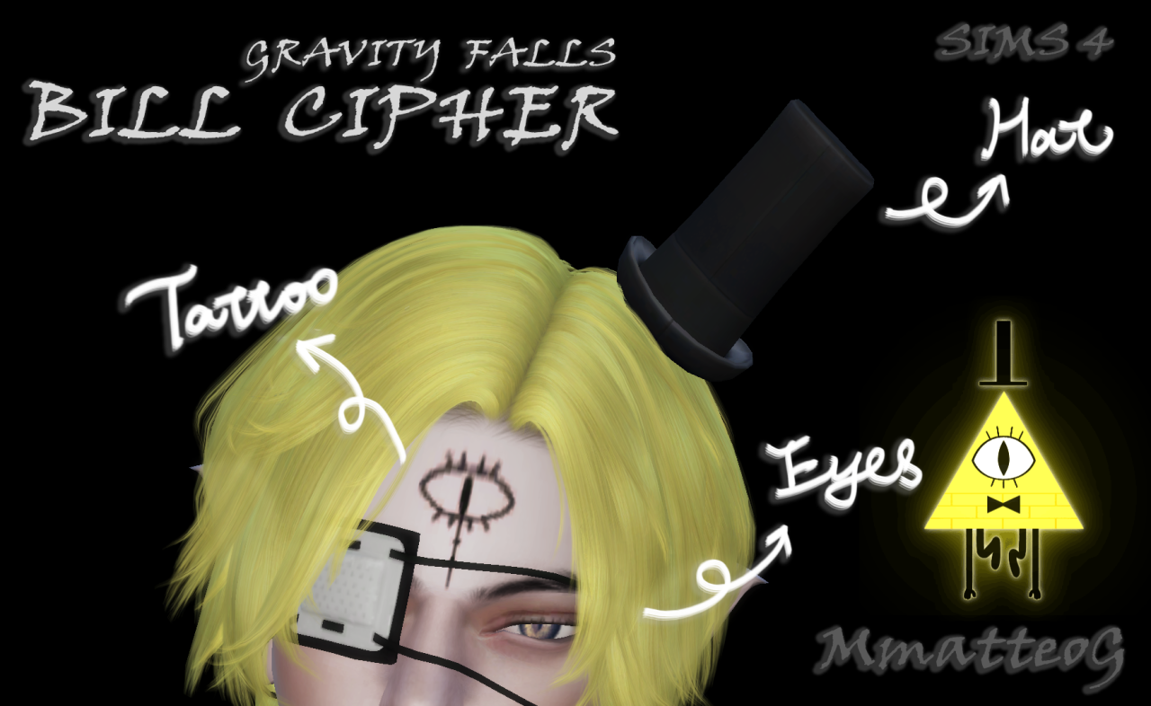 MmatteoG - Bill Cipher Top Hat & Tattoo 5 Swatches & 28...