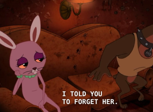 agentdarkb0oty: closet-keys:   Anyone else remember the episode of Courage the Cowardly Dog about a lesbian bunny who escapes her abusive boyfriend and rides off into the night on a train with the love of her life?  I like to think that Kitty and Bunny