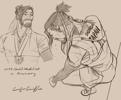 just some sketches of summer games hanzo (based on the spray) i did at the end of may but never post