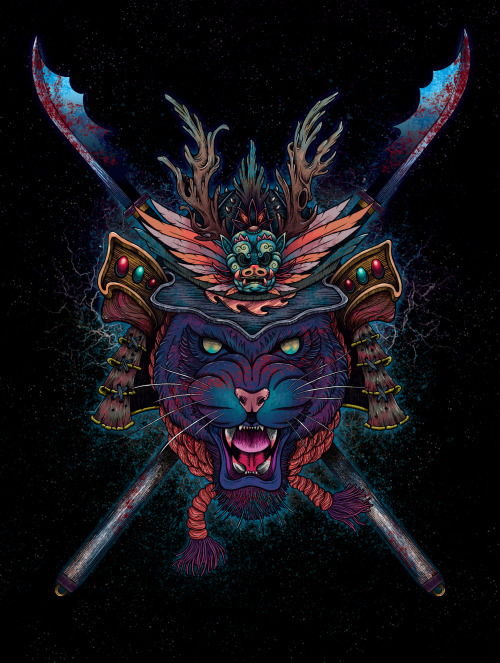 Samurai Kitty coloured in Affinity Photo. Something a little different than usual - This was an old 