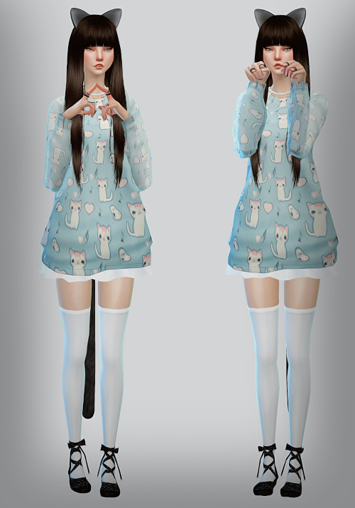 kalewa: Keyoku Su.  Steal my look! ♥Ears, Hair ( recolor ), Necklace, Sweater, Rings,Tail, Sk