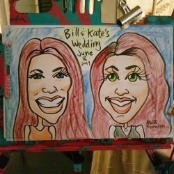 Caricature done today at Bill &amp; Kate&rsquo;s wedding.  Congratulations!  Thanks for having me there.     I do all sorts of events, any kind of party can use a caricature artist!    . . . . . . . #Caricature #caricatures #caricaturist #caricatureartist