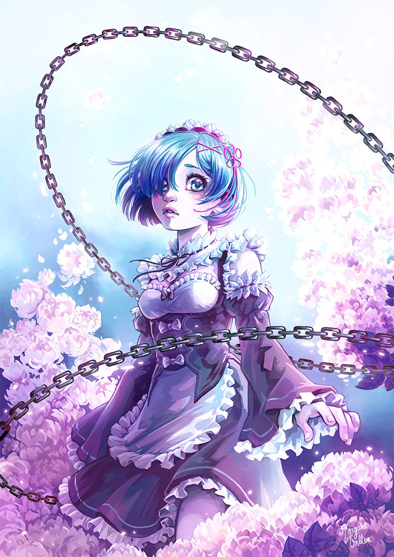 Rem from Re:Zero Fan Art by 

Morgane Velten

 Isekai Character Profile 