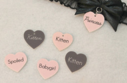 kittensplaypenshop:  Custom Charms  1X1 inch approx.Can be made into any colour,shape, and have any word(s) or imageCan be made into a charm for necklaces,or collarsOr made without a hole,and made into a brooch &lt;3 