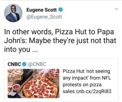 lilblckraincloud: deadpan-searcher: Twitter flaming Papa John’s over their NFL comment is one of the funniest things I’ve seen today  I’m here for this  