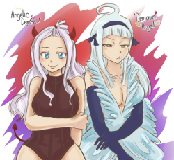 blamedorange:  Demon Mirajane and Angel Sorano Join their adventures with their equally sweet short-haired sisters~! 
