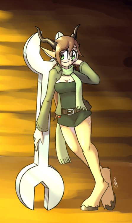 Ziro commissioned a Faun girl. In keeping with his theme of mismatched jobs and classes, she’s a mec