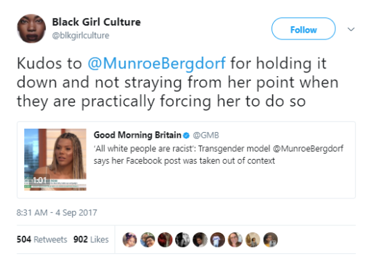 the-real-eye-to-see: L’Oréal Paris has dropped its first transgender model from a campaign after she faced criticism for remarks about institutional racism. The beauty brand said Friday on Twitter that the comments made by Munroe Bergdorf were “at