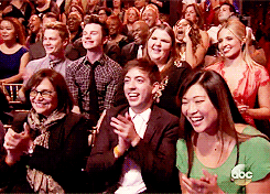 kurtsies:  Glee cast members supporting Amber Riley at Dancing with the Stars. 