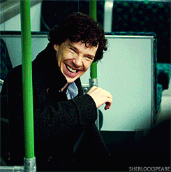 sherlockspeare:  The funny thing is, this is the only moment that I remember Sherlock laughing so hard with pure joy, like a child. 