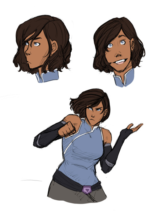 hragon:I know I’m late to the party, but I just had to sketch Korra’s new hairstyle! Korra changing her ‘do didn’t really come as a surprise… after all, she has been spending a lot of time with Zuko lately. :)  <3