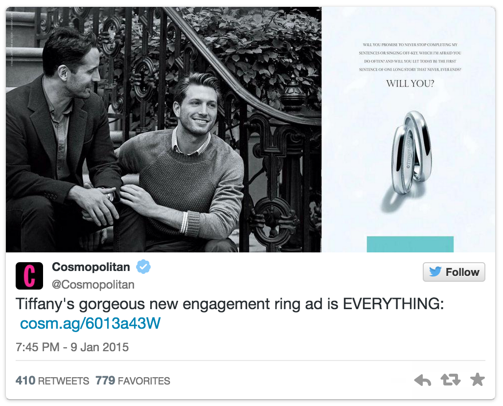 gaywrites:  For the first time ever, Tiffany &amp; Co. is featuring a same-sex
