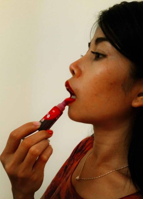 djmdjdmdjm: GF Sat night, hot lip prep pre club Lip smacking &hellip;red seduce