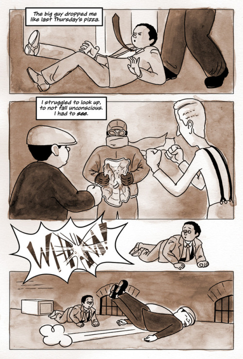Book 1, Page 102SuperButch is a webcomic about a lesbian superhero in the 1940s who protects the bar