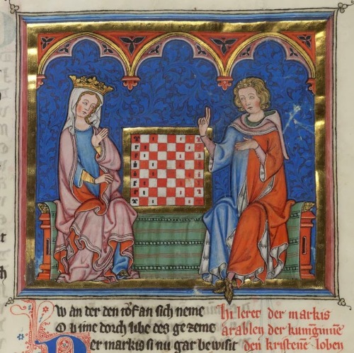 Chess players from the Willehalm Codex by Wolfram von Eschenbach, 1334