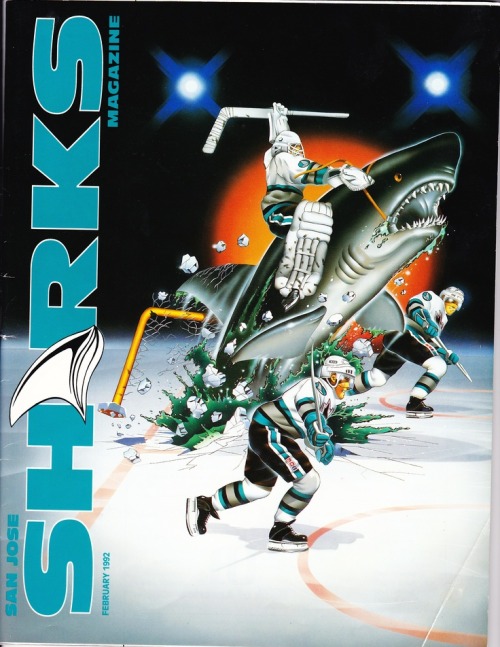 hockey-time-machine:the 1990s San Jose Sharks magazine covers are the most 90s-tastic thing ever in 