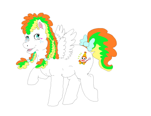 It's Comicsans As A Pony The Cutie Mark Is Clown And A Lolipop. Because Candy Kills Some People And Some