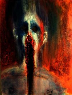 tohu-v-bohu:“self loathing” blood and oil on canvas