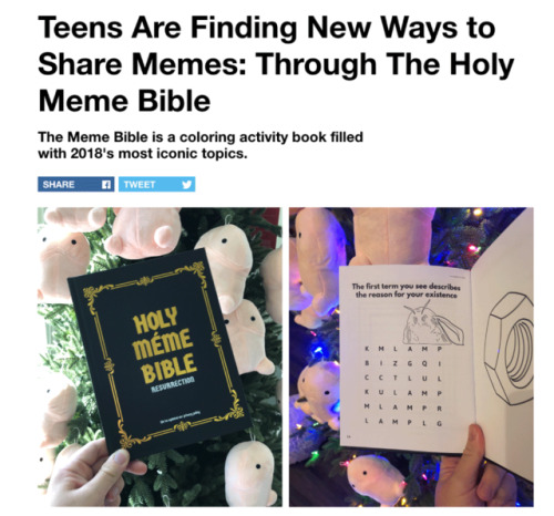 thatgirlbubbles: offtotheraeces: Teens Are Finding New Ways to Share Memes: Through The Holy Meme Bible are those what i think they are on the tree 